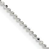 925 Sterling Silver 1.05mm Square Beaded Chain 18 Inch