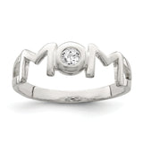 925 Sterling Silver and Cubic Zirconia Polished Mom Ring