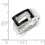 Sterling Silver Black & White Diamond Ring Size 8