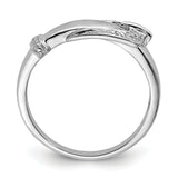 925 Sterling Silver Rhodium Plated Diamond Buckle Ring