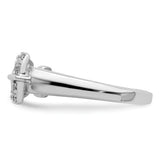 925 Sterling Silver Rhodium Plated Diamond Buckle Ring