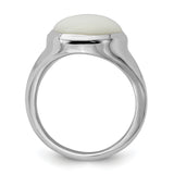 925 Sterling Silver Rhodium-plated White Agate Ring