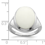 925 Sterling Silver Rhodium-plated White Agate Ring