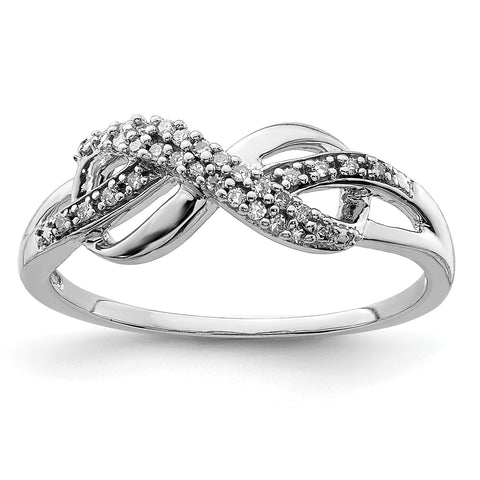 925 Sterling Silver Rhodium Diamond Infinity Symbol Ring