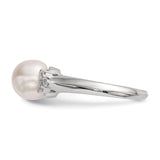 Sterling Silver RH 8-9mm White Button FWC Pearl CZ Ring Size 7