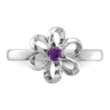 Sterling Silver Stackable Expressions Polished Amethyst Flower Ring Size 9