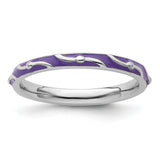 Sterling Silver Stackable Expressions Purple Enamel Ring Size 10