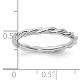 Sterling Silver Stackable Expressions Rhodium-plated Twist Ring Size 7