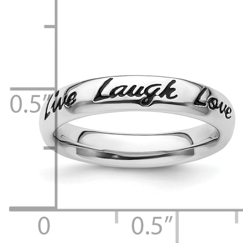 Sterling Silver Stackable Expressions Enamel Live Laugh Love Ring