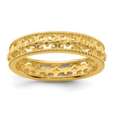 Sterling Silver Stackable Expressions Gold-plated Carved Band Size 7