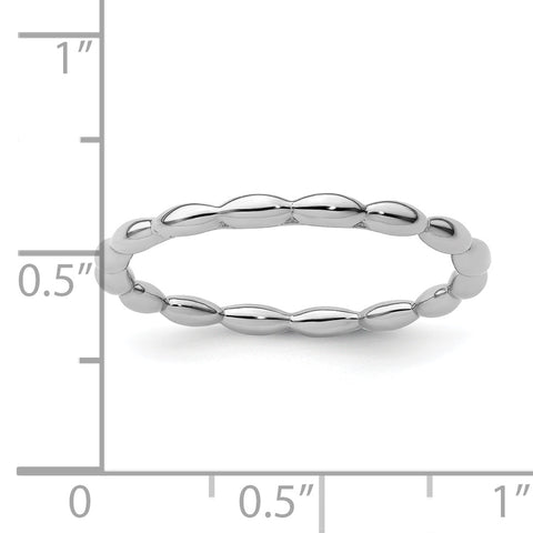 Sterling Silver Stackable Expressions Rhodium Rice Bead Ring