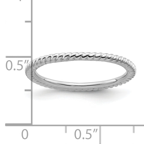 Sterling Silver Stackable Expressions Rhodium Twisted Ring