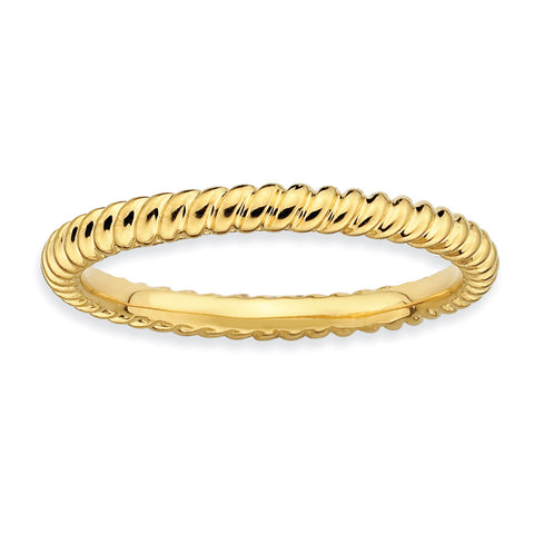 Sterling Silver Stackable Expressions Gold-plated Twisted Ring - shirin-diamonds