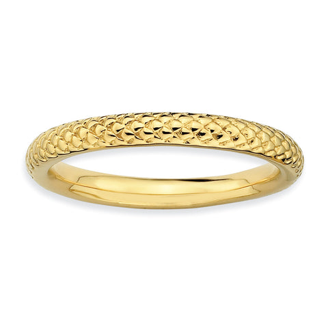 Sterling Silver Stackable Expressions Gold-plated Cable Ring - shirin-diamonds