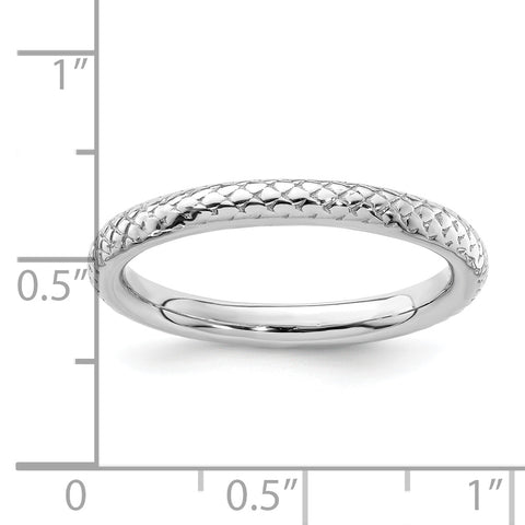Sterling Silver Stackable Expressions Rhodium Cable Ring