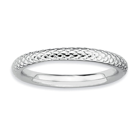 Sterling Silver Stackable Expressions Rhodium Cable Ring - shirin-diamonds