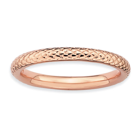 Sterling Silver Stackable Expressions Pink-plated Cable Ring - shirin-diamonds