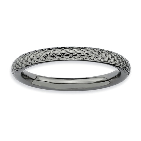 Sterling Silver Stackable Expressions Black-plated Cable Ring - shirin-diamonds