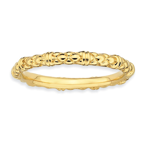 Sterling Silver Stackable Expressions Gold-plated Cable Ring - shirin-diamonds