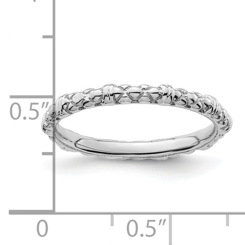 Sterling Silver Stackable Expressions Rhodium Cable Ring