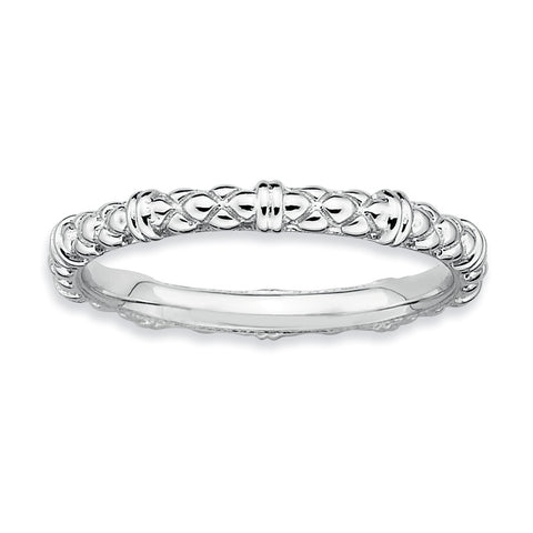 Sterling Silver Stackable Expressions Rhodium Cable Ring - shirin-diamonds