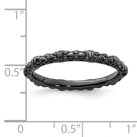 Sterling Silver Stackable Expressions Black-plated Cable Ring
