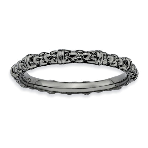 Sterling Silver Stackable Expressions Black-plated Cable Ring - shirin-diamonds