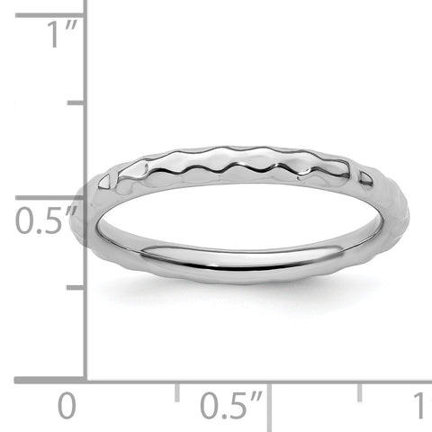Sterling Silver Stackable Expressions Rhodium Hammered Ring