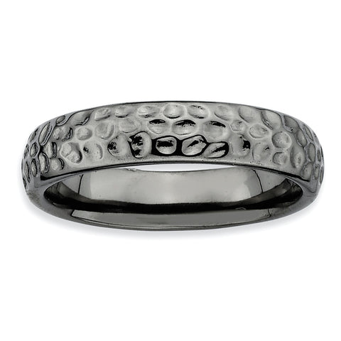 Sterling Silver Stackable Expressions Black-plated Ring QSK289 - shirin-diamonds