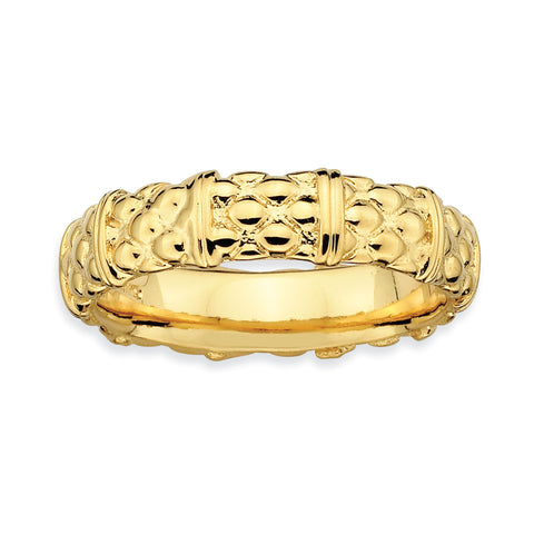 Sterling Silver Stackable Expressions Gold-plated Ring QSK298 - shirin-diamonds