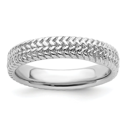Sterling Silver Stackable Expressions Rhodium Ring Size 10