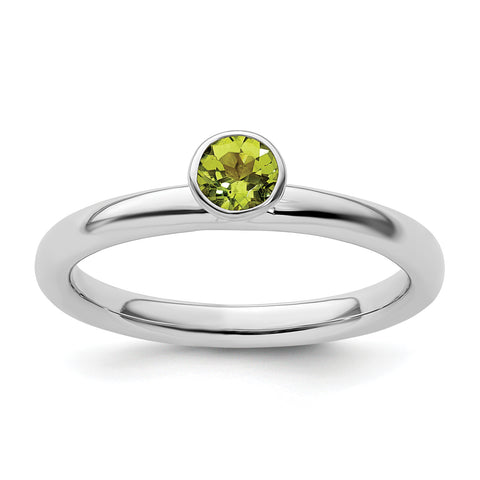 Sterling Silver Stackable Expressions High 4mm Round Peridot Ring Size 10