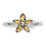 Sterling Silver Stackable Expressions Citrine Flower Ring Size 9