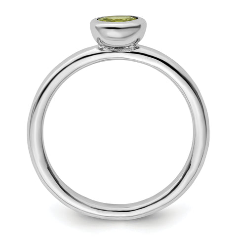 Sterling Silver Stackable Expressions Low 5mm Round Peridot Ring Size 7