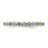 Sterling Silver Stackable Expressions Peridot & Diamond Ring Size 6