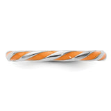 Sterling Silver Stackable Expressions Twisted Orange Enameled Ring Size 8