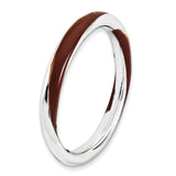 Sterling Silver Stackable Expressions Twisted Brown Enameled Ring Size 6