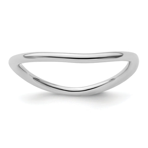 Sterling Silver Stackable Expressions Polished Rhodium-plate Wave Ring Size 9