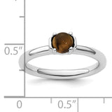 Sterling Silver Stackable Expressions Tigers Eye Rhodium-plated Ring Size 10