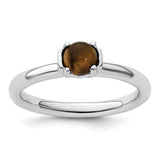 Sterling Silver Stackable Expressions Tigers Eye Rhodium-plated Ring Size 10