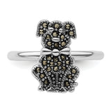 Sterling Silver Stackable Expressions Marcasite Dog Ring Size 10