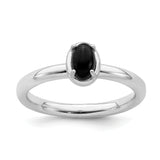 Sterling Silver Stackable Expressions Onyx Polished Ring Size 7
