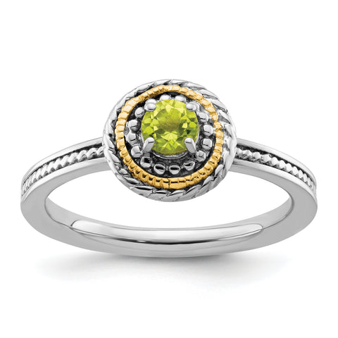 Sterling Silver & 14k Stackable Expressions Sterling Silver Peridot Ring Size 9