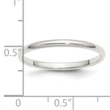 Chisel QWH020-6 2 mm Sterling Silver Half-Round Band&#44; Size 6