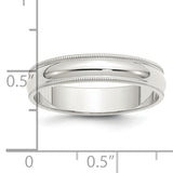 925 Sterling Silver 5mm Half Round Milgrain Size 7 Band Ring