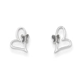 14k White Gold Madi K Heart W/Butterfly Post Earrings SE2329 - shirin-diamonds