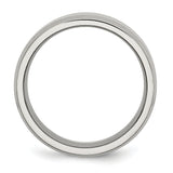 Stainless Steel Flat Beveled Edge 8mm Brushed and Polished Band Ring 9 Size