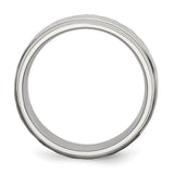 Stainless Steel Beveled Edge 8mm Hammered and Polished Band Ring 9 Size
