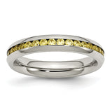 Stainless Steel 4mm November Yellow CZ Ring 9 Size