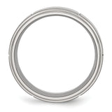 Stainless Steel Grooved 8mm Brushed Polished Ridged-Edge Band Ring 11 Size